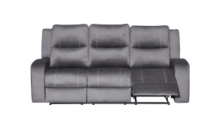 Century 3 Seater Reclining Couch in Fabric, Grey