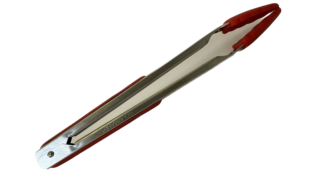 Gourmand Silicone Tongs with Auto Lock 12-inch, Red