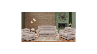 Abby 3 Piece Lounge Suite in Fabric, Beige