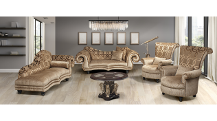 Executive 4 Piece Lounge Suite in Fabric, Caramel