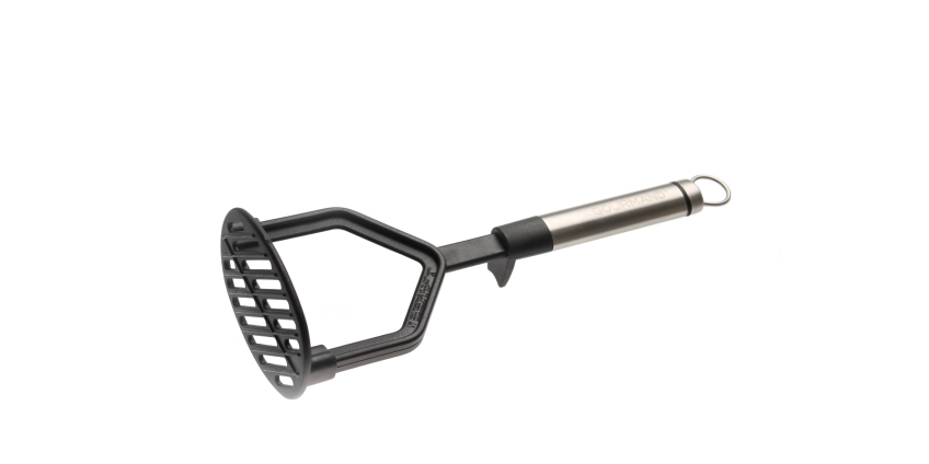 Gourmand SS Nylon Masher with Hook, Black and Silver